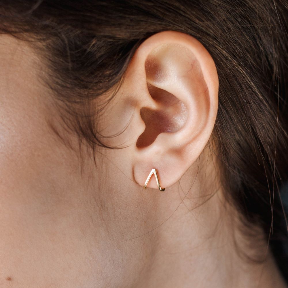Triangle Stud Earrings 14K Gold