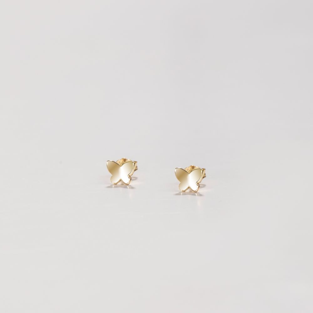 Butterfly Stud Earrings 14K Gold