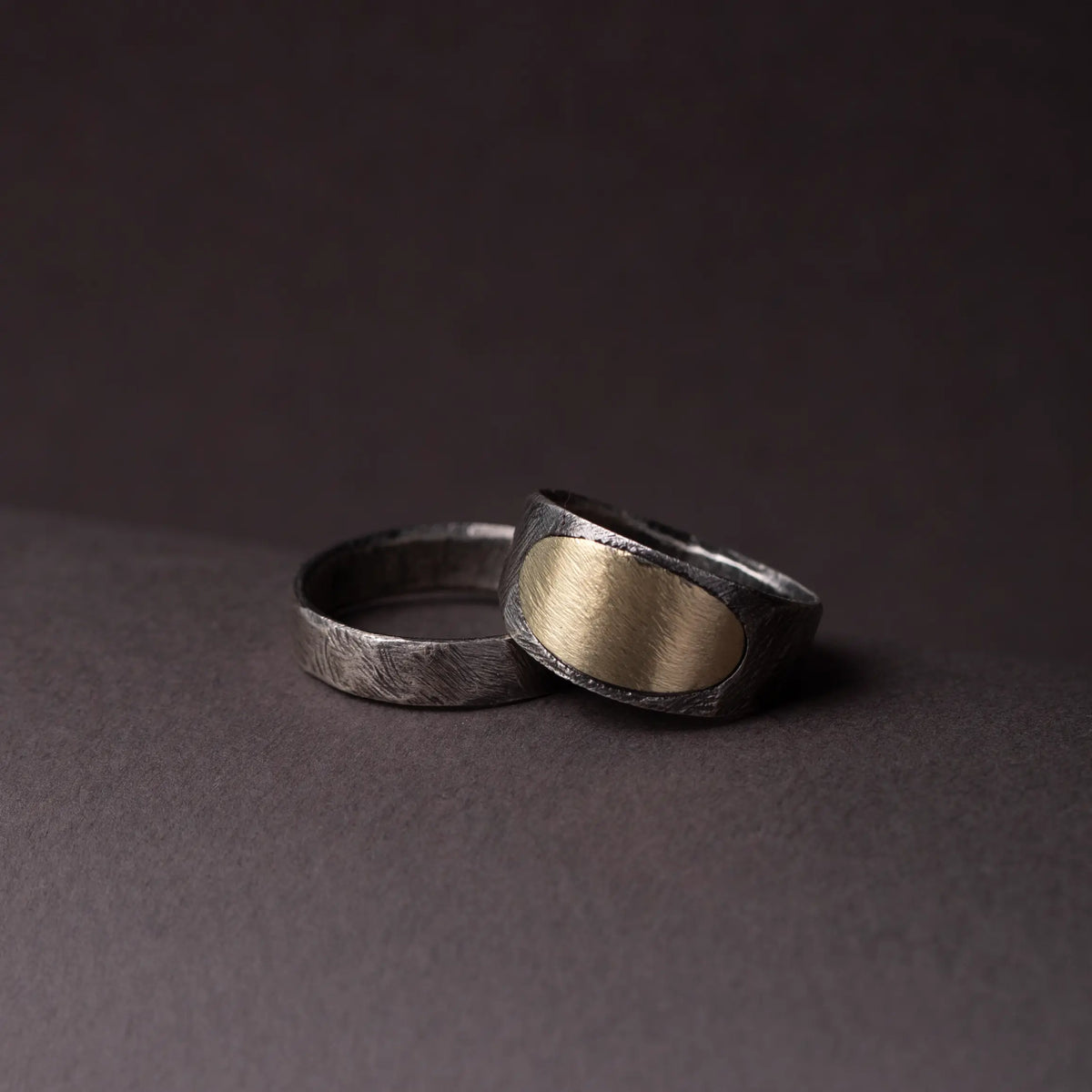 Oval Signet Ring 14K Gold & Silver 925