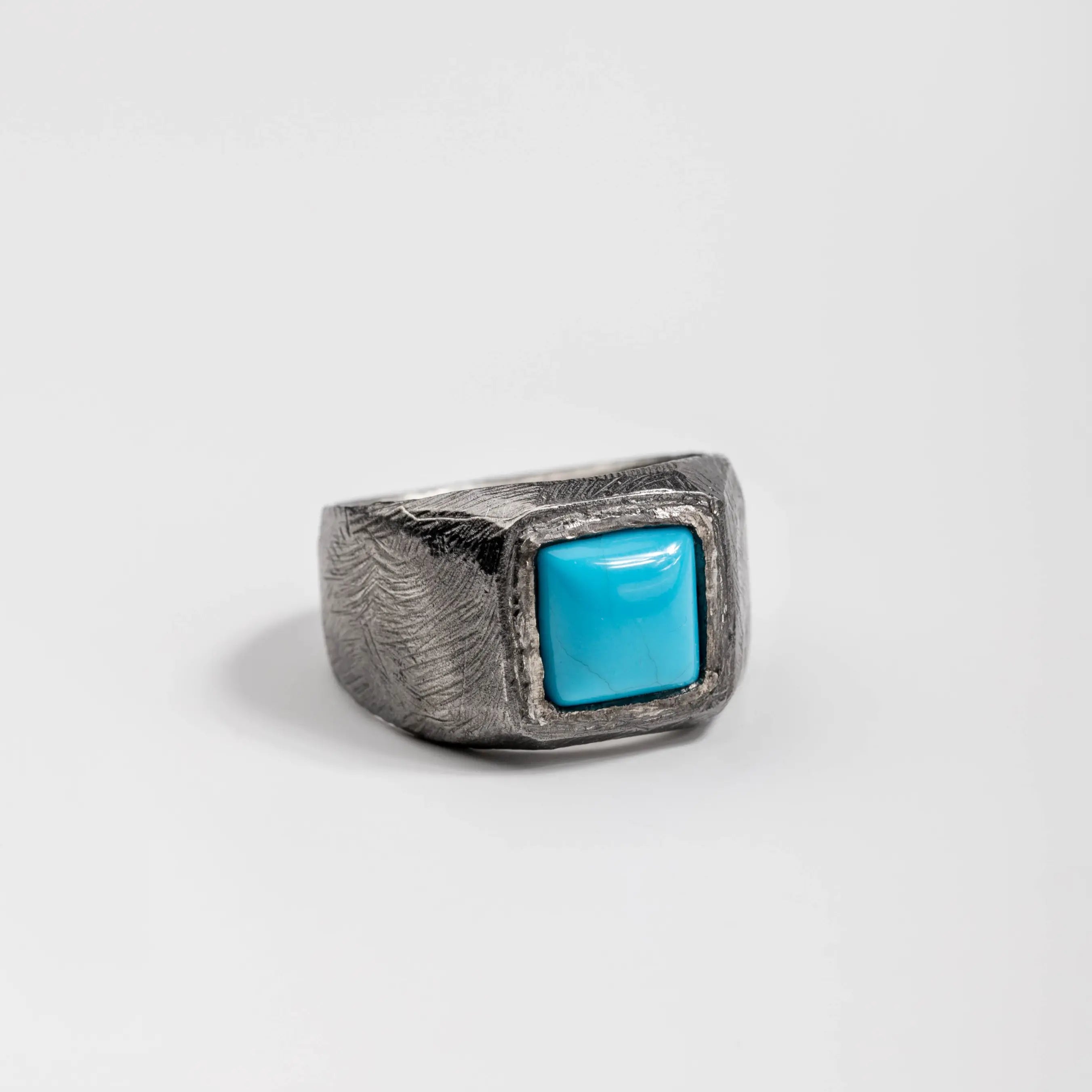 Signet Turquoise Ring Oxidized Silver 925