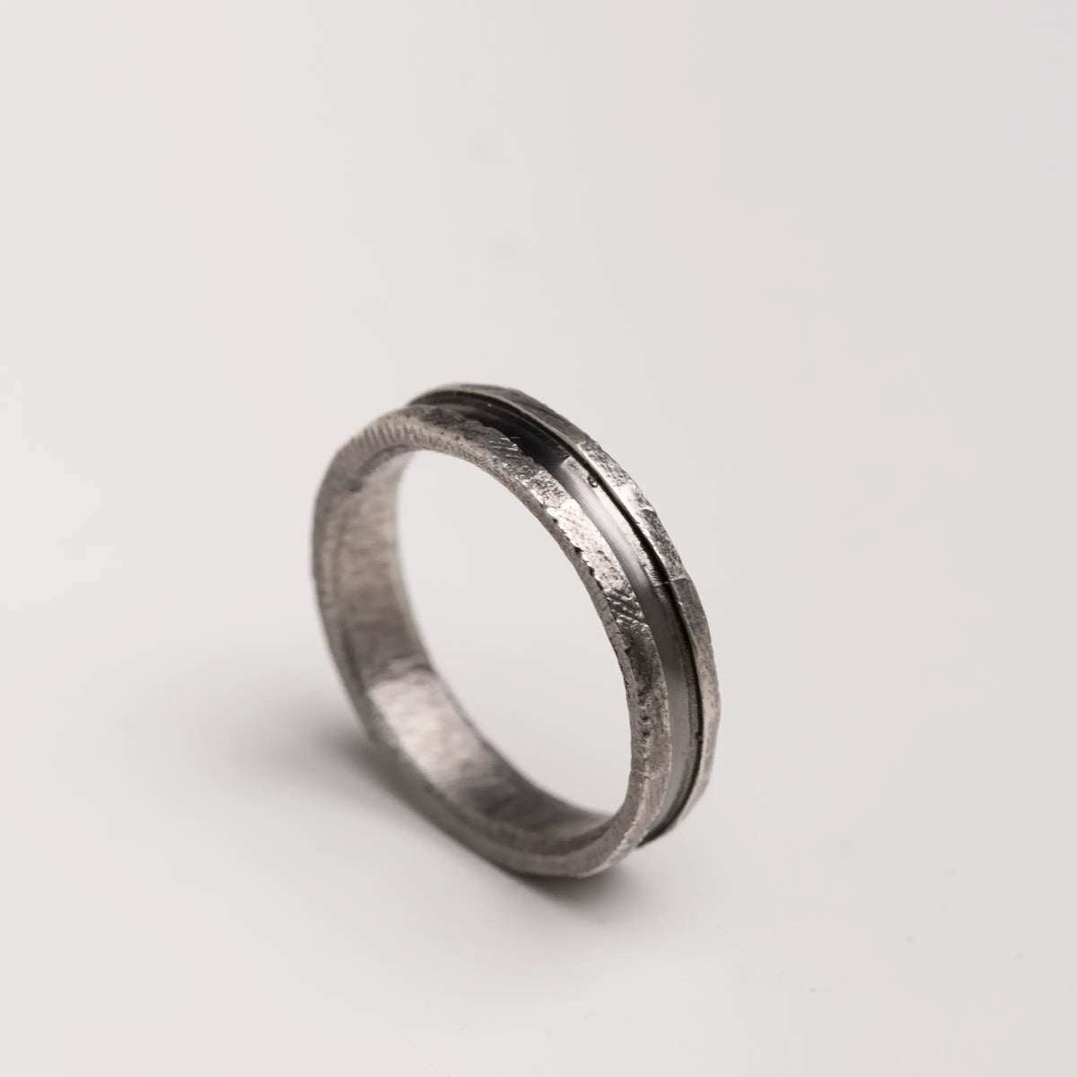 Men's 5 mm Band Ring in Oxidized Sterling Silver - side view