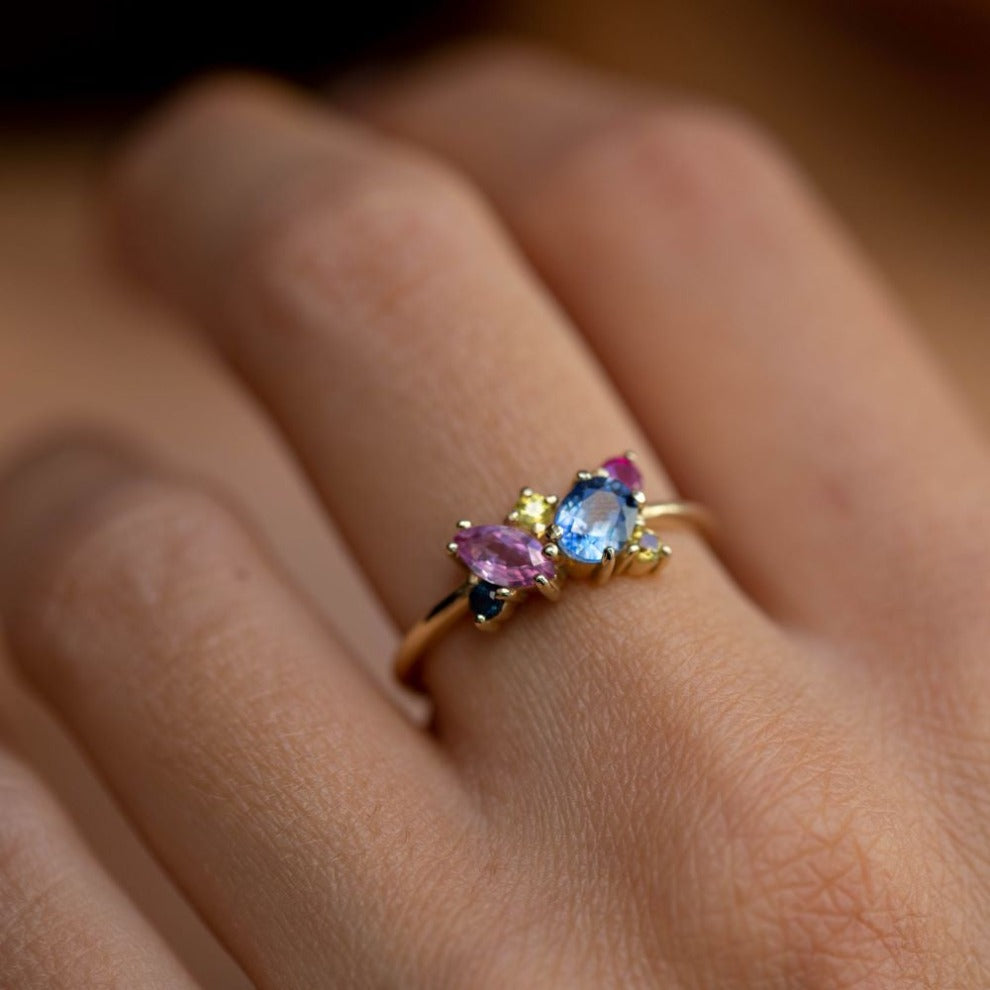 14K Ring with Ruby and Sapphires