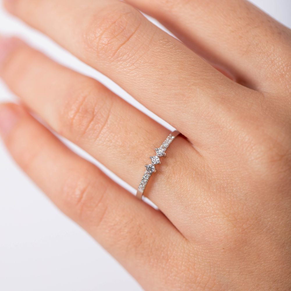 Diamond Ring 14K White Gold for Women Kyklos
