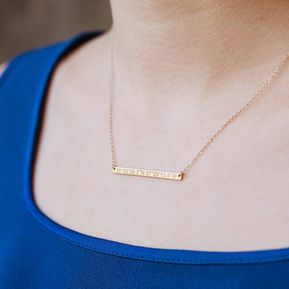 Coordinates Bar Necklace Sterling Silver