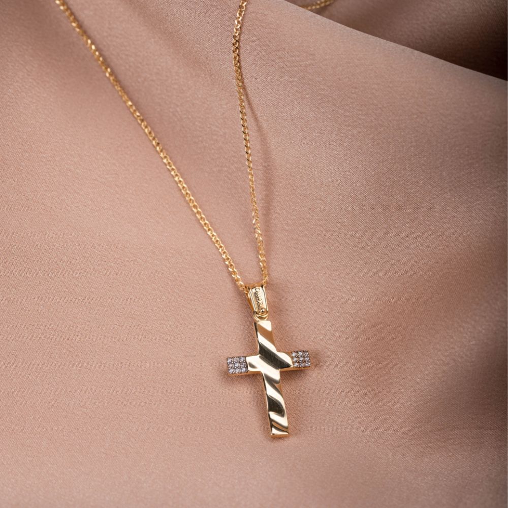 Double-sided Wavy Cross with Chain