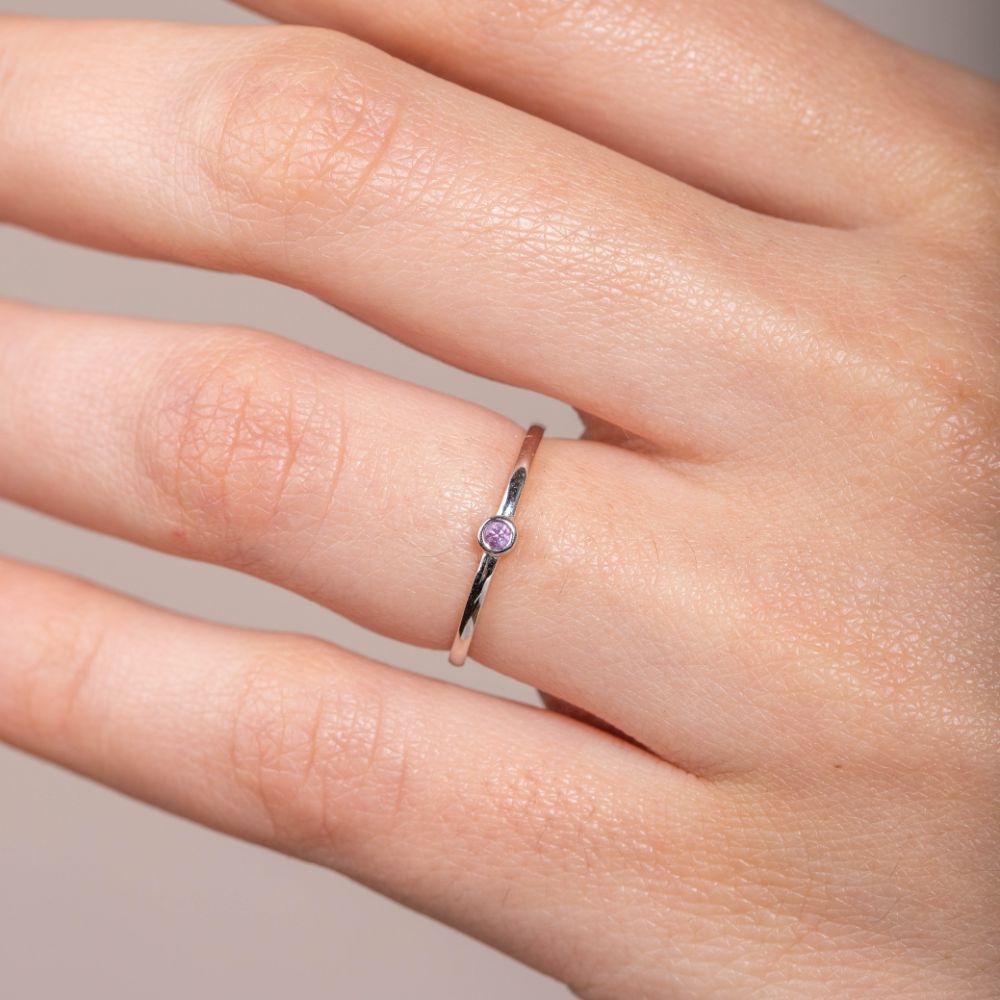 Pink Sapphire Ring 14K White Gold