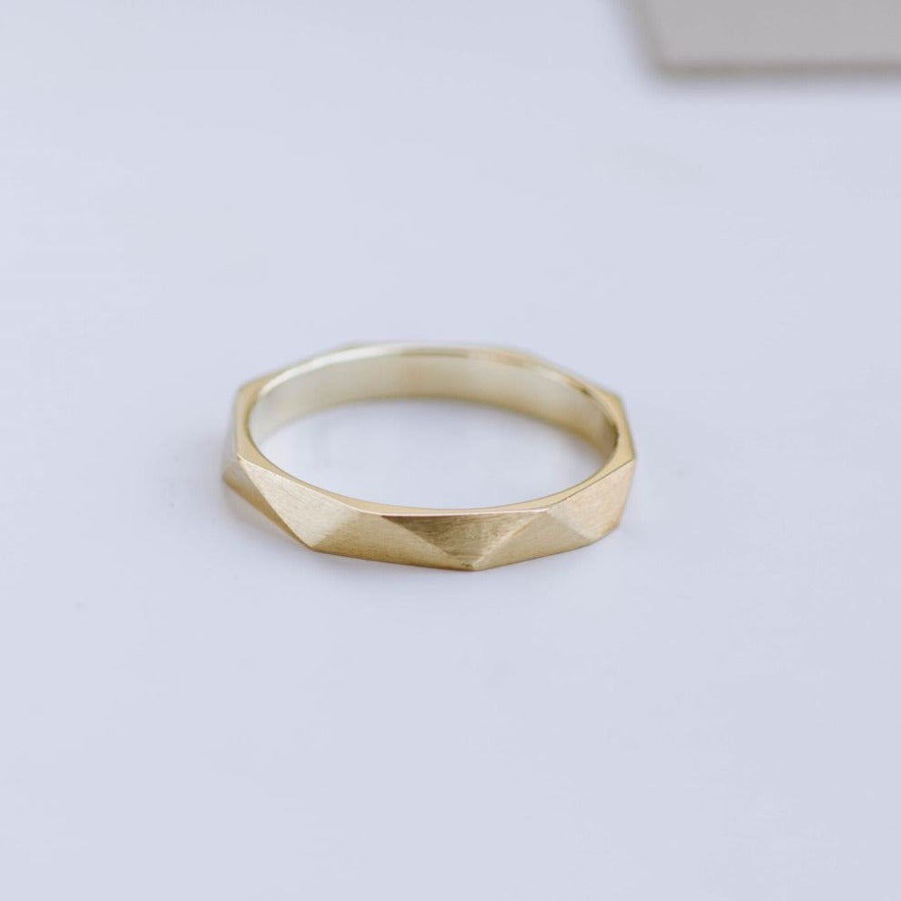 Faceted Wedding Band 14K Gold