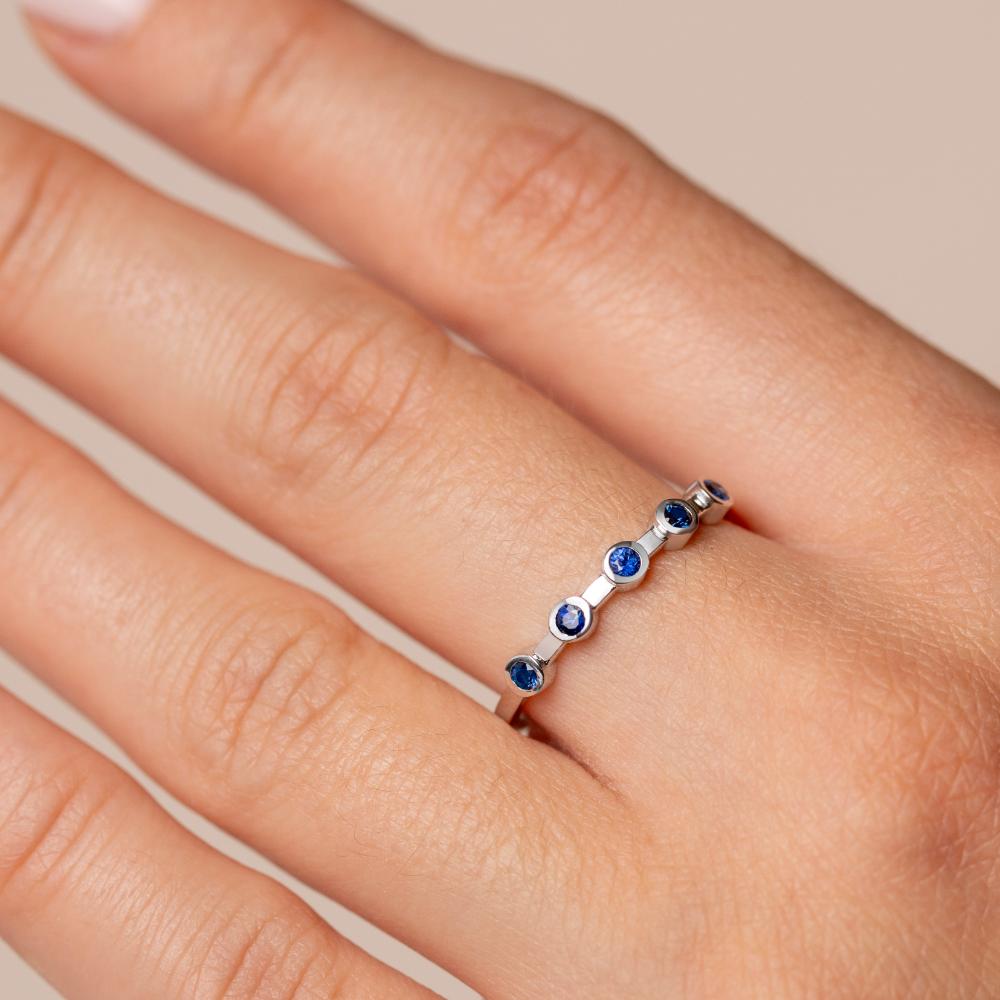Blue Sapphire Band Ring 14K Gold