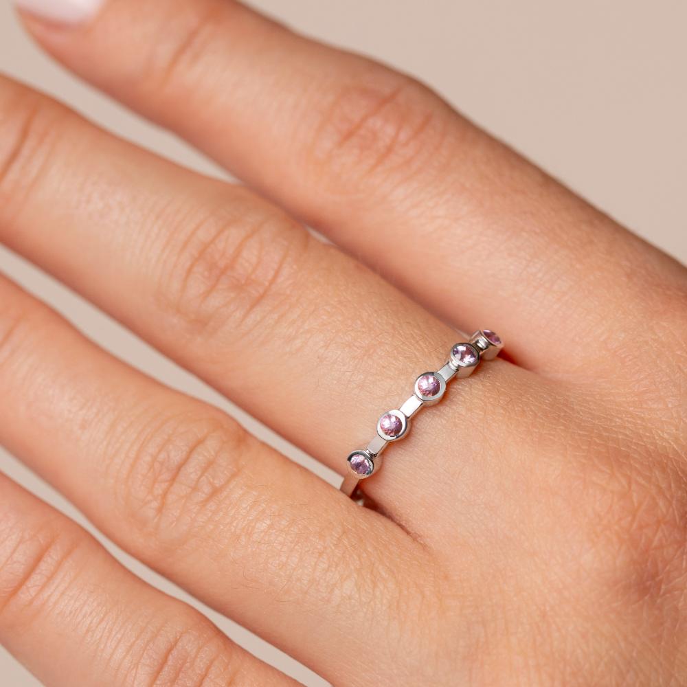 Pink Sapphire Band Ring 14K Gold