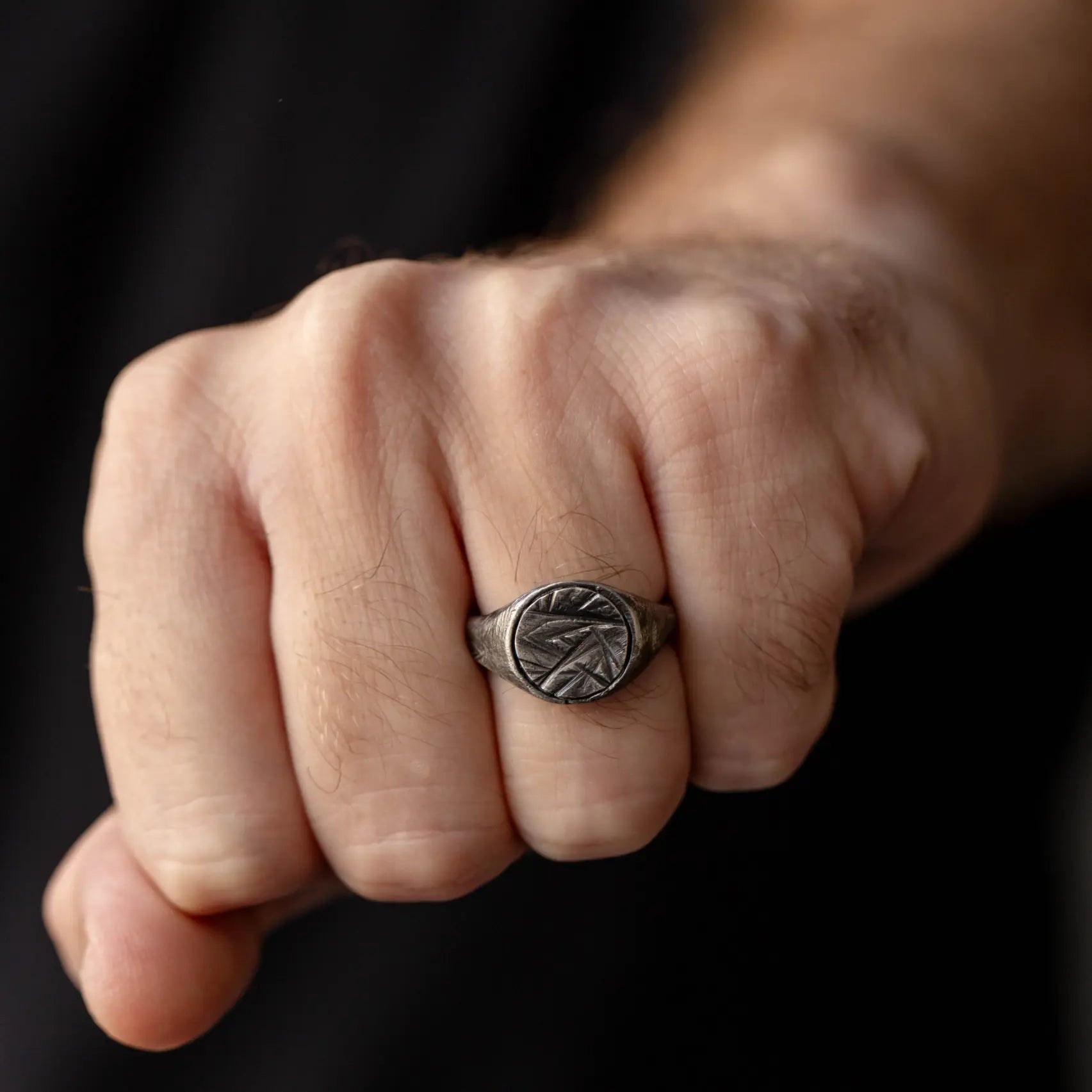 Flat Top Ring Oxidized Silver 925