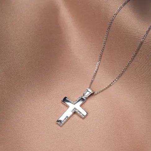 Baptism 14K Modern Cross with Chain