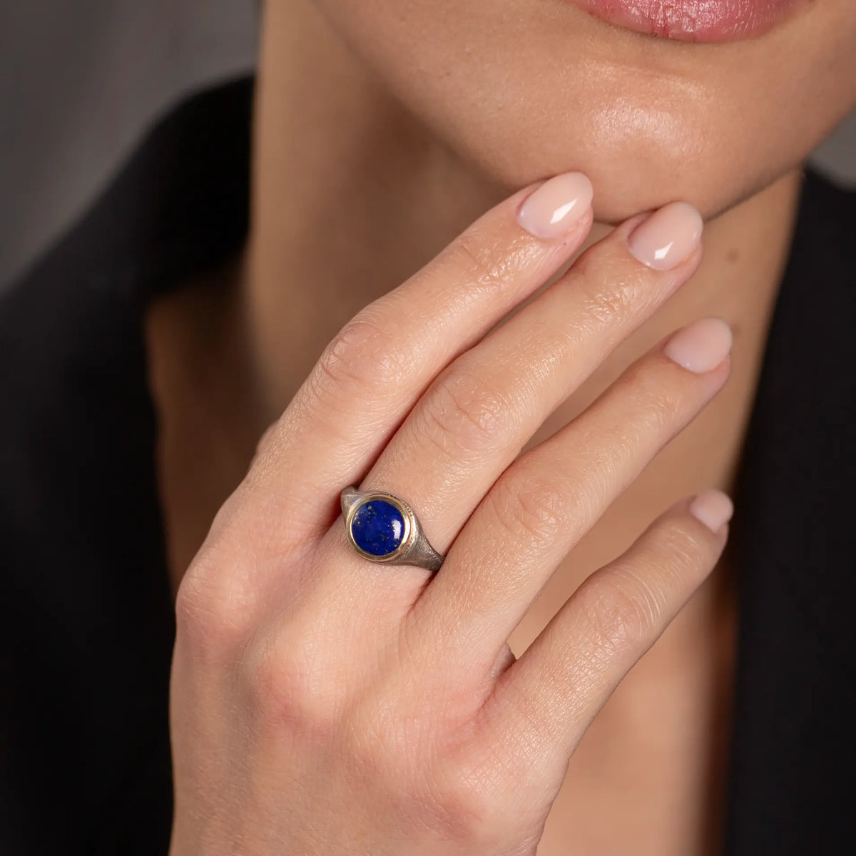 Lapis Lazuli Ring In Silver And 14K Gold