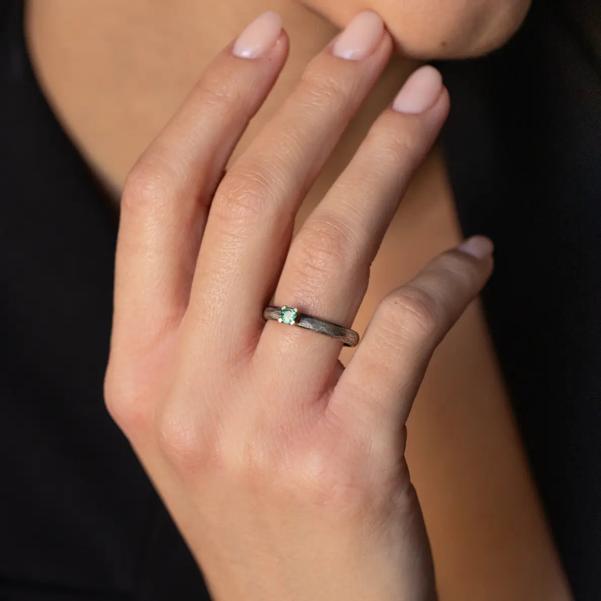 Emerald Engagement Ring In Silver And Gold