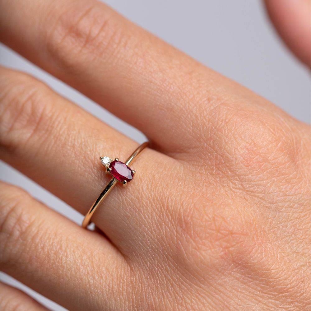 Ruby Engagement Ring Diamond 14K Gold 