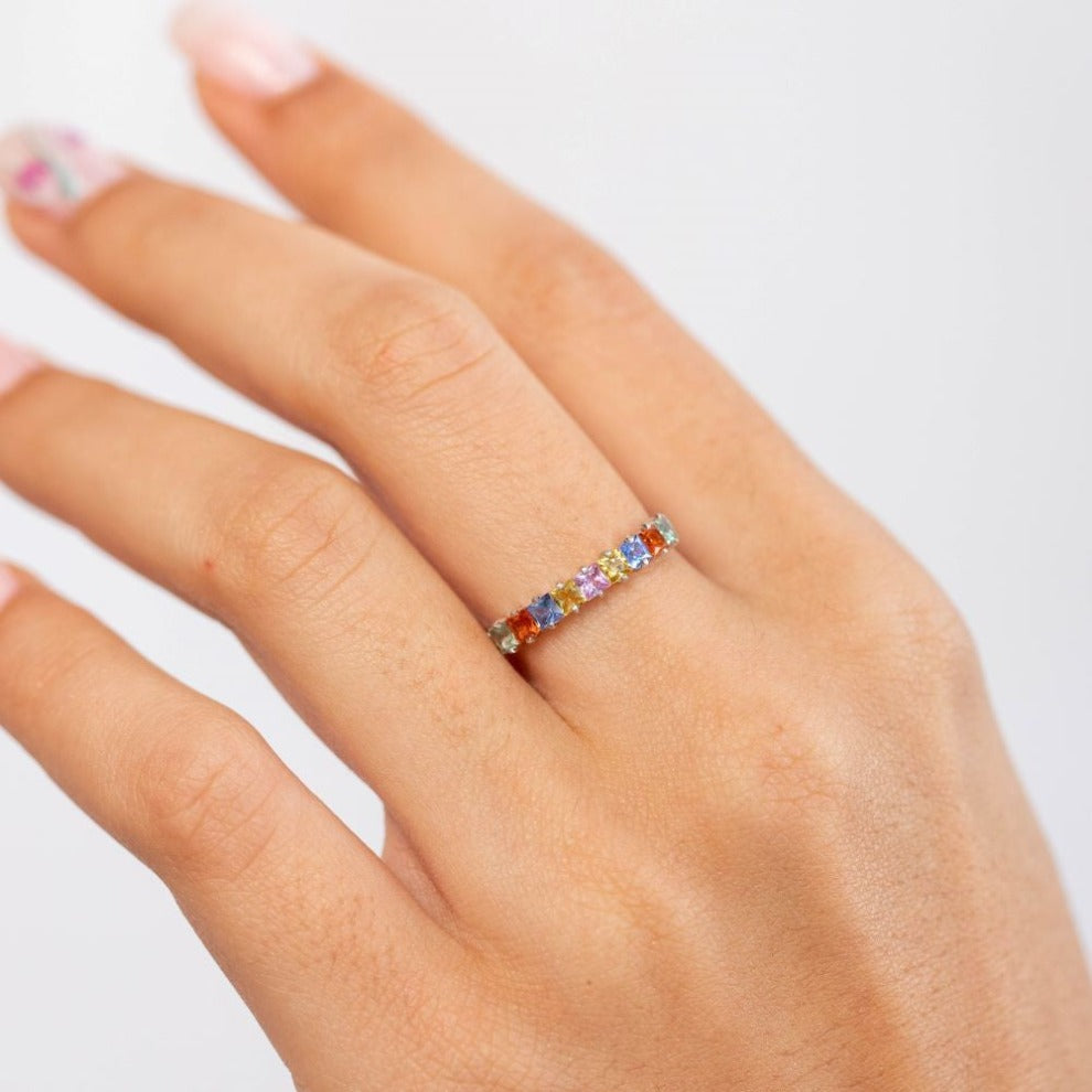 Rainbow Sapphire Ring 14K Gold