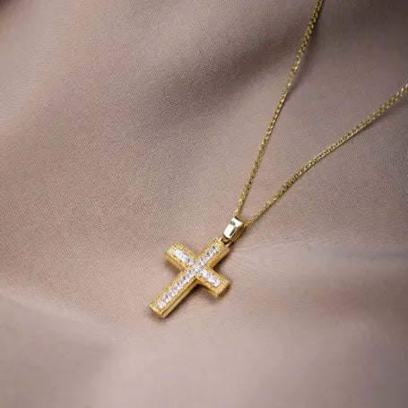 Christening Cross Necklace with Chain