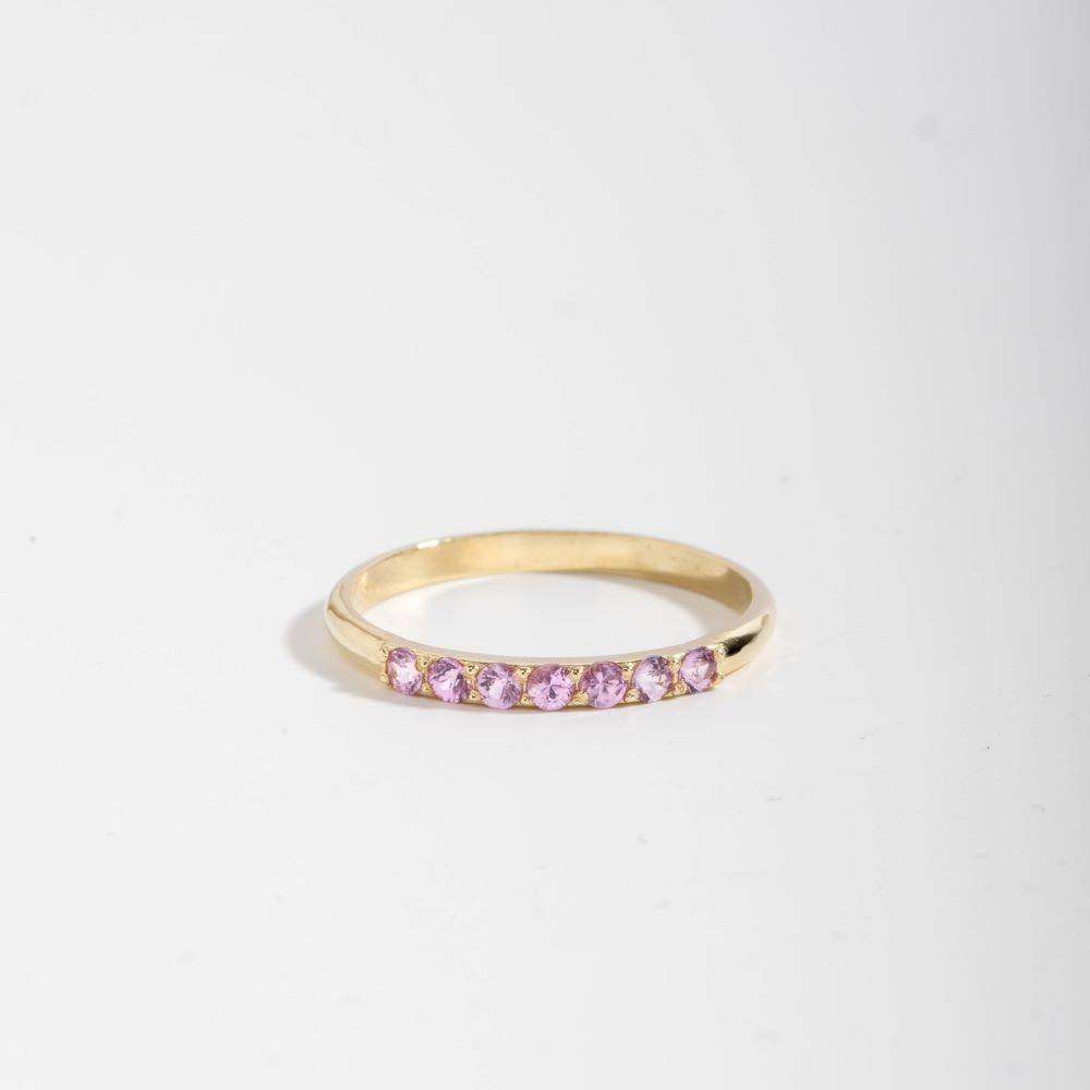 Half Eternity Ring Pink Sapphires 14K Gold