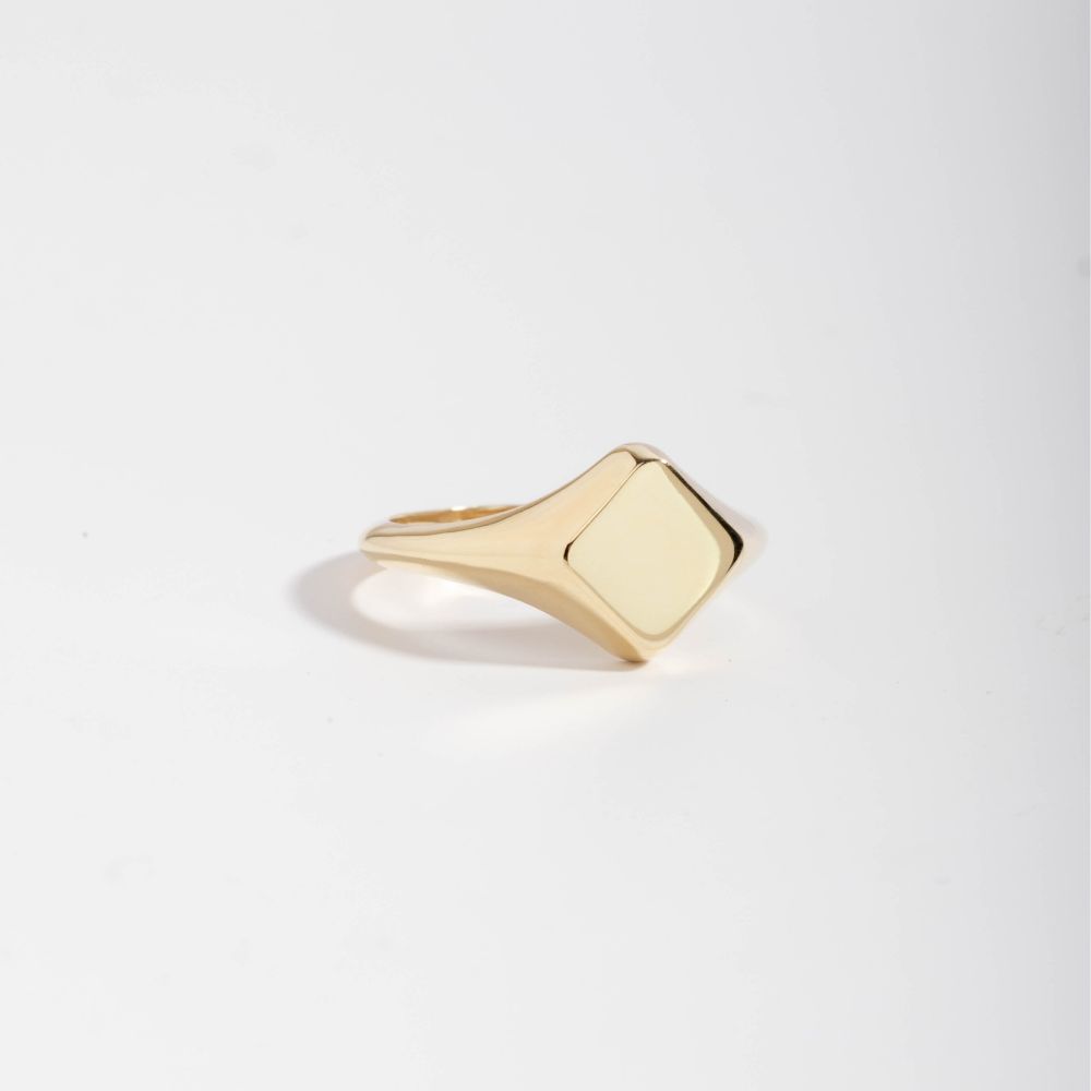 Statement Chunky Square Ring 14K Gold