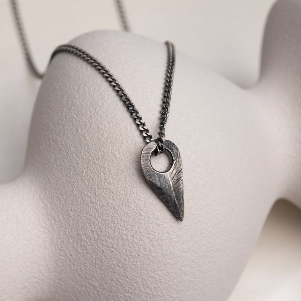 Viking Arrow Necklace Oxidized Sterling Silver