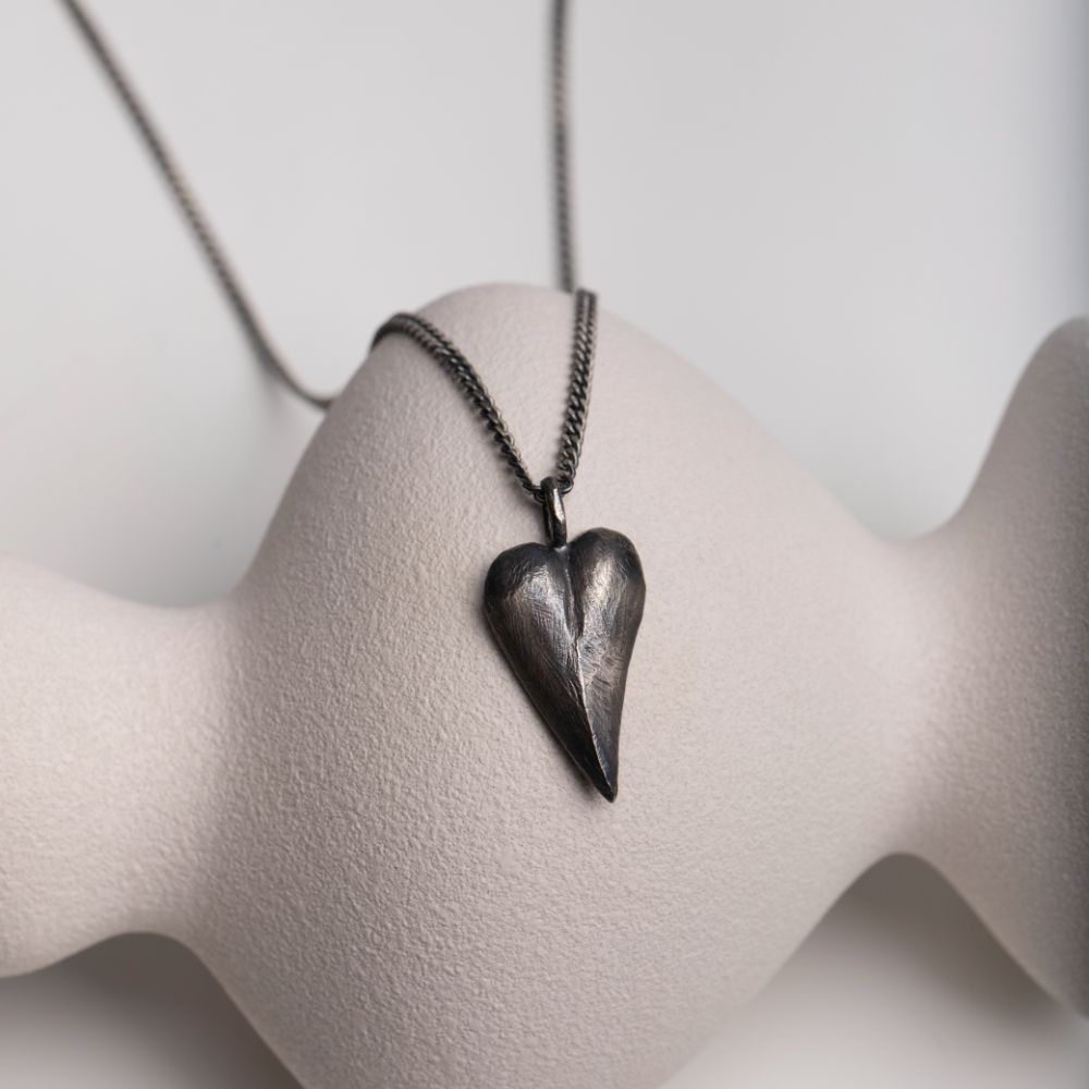 Heart Necklace Oxidized Silver 925