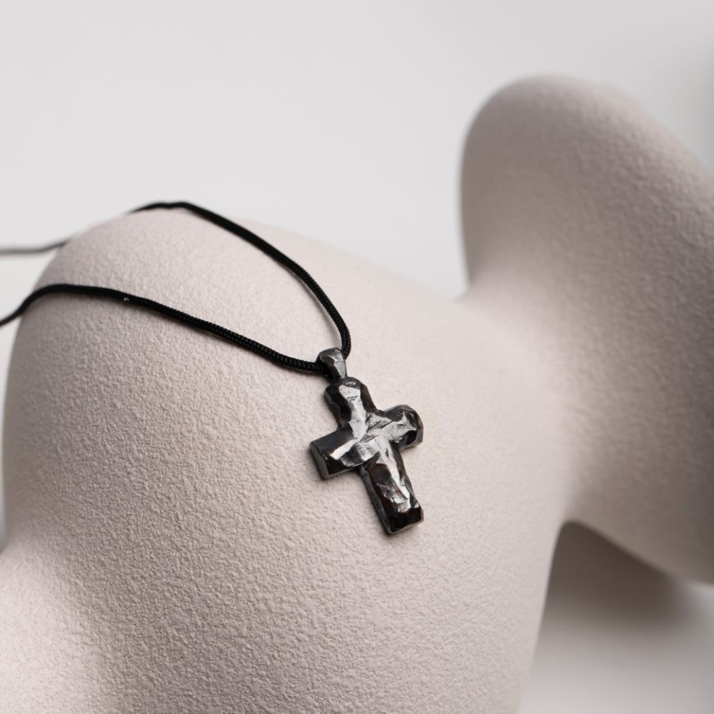 Cross Necklace Oxidized Sterling Silver