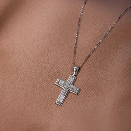 Baptism Textured Cross with Chain