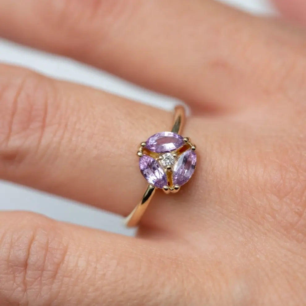 Purple Sapphire Marquise Ring 14K Gold