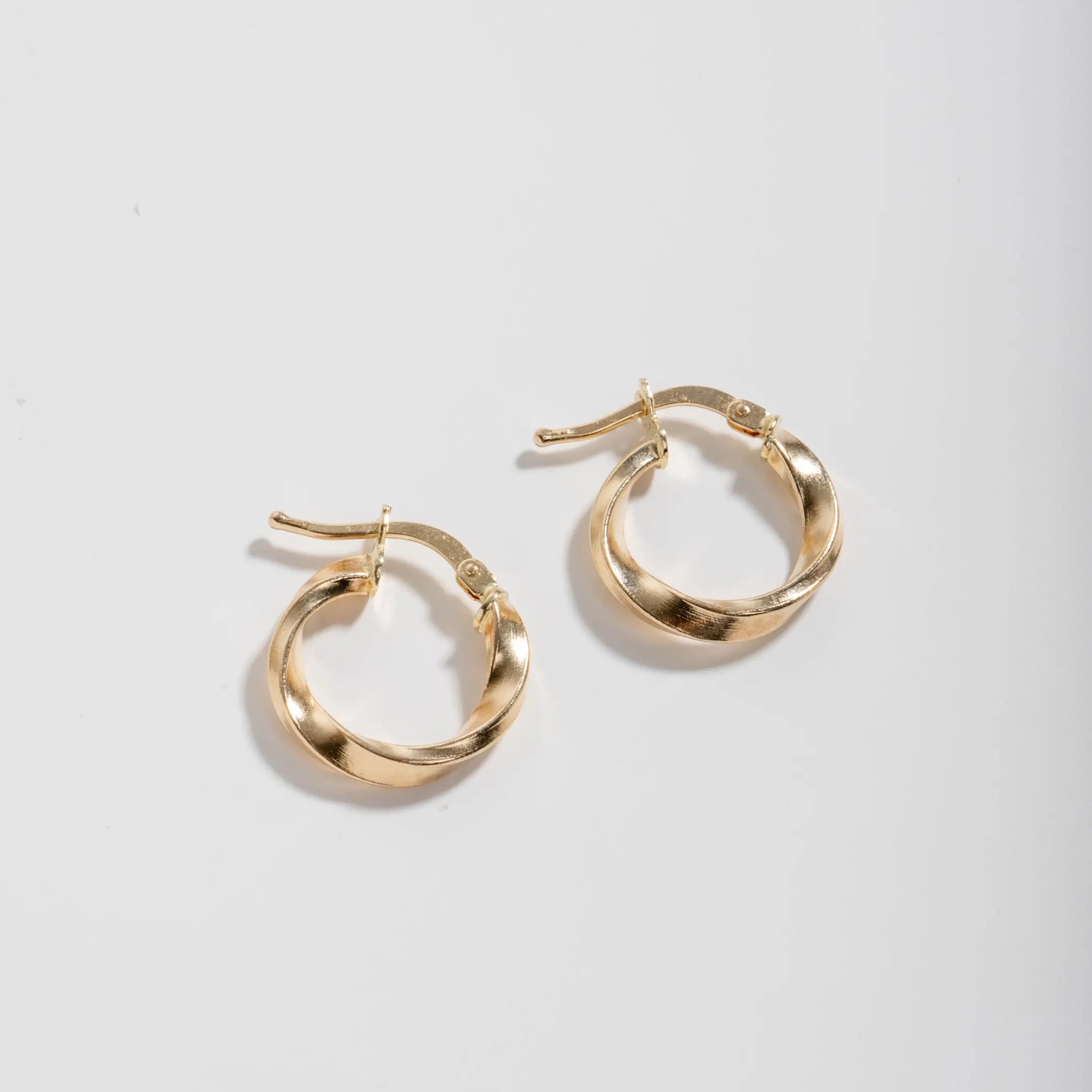 Small Hoop Earrings 14K Gold Twist