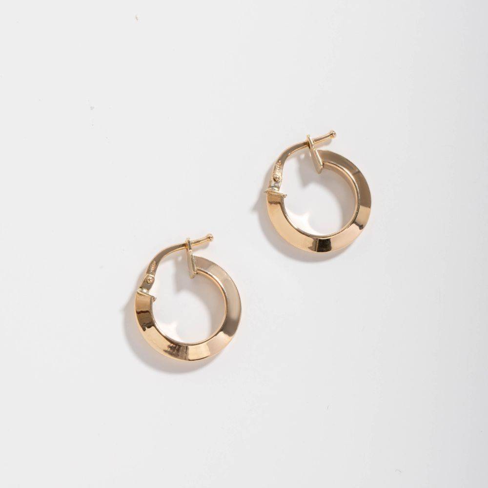 Small Triangle Hoop Earrings 14K Gold