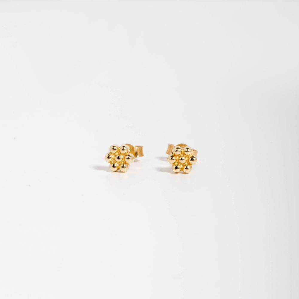 Flower Dot Stud Earrings 14K