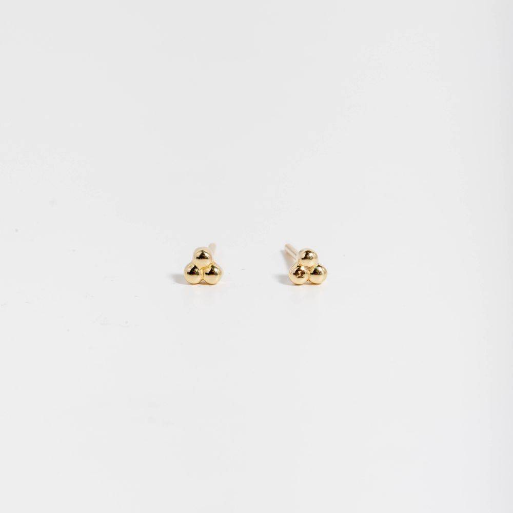 3 Ball Stud Earrings 14K Gold