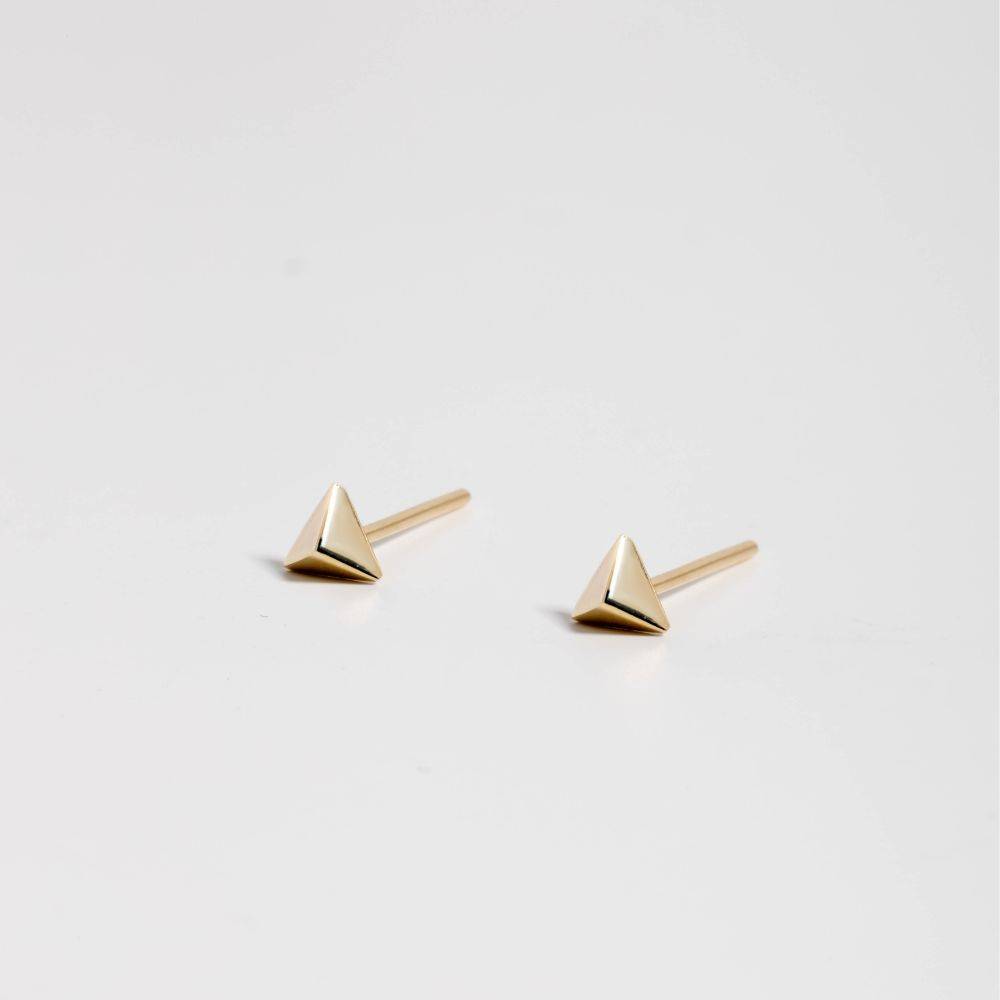 Pyramid Stud Earrings 14K Gold