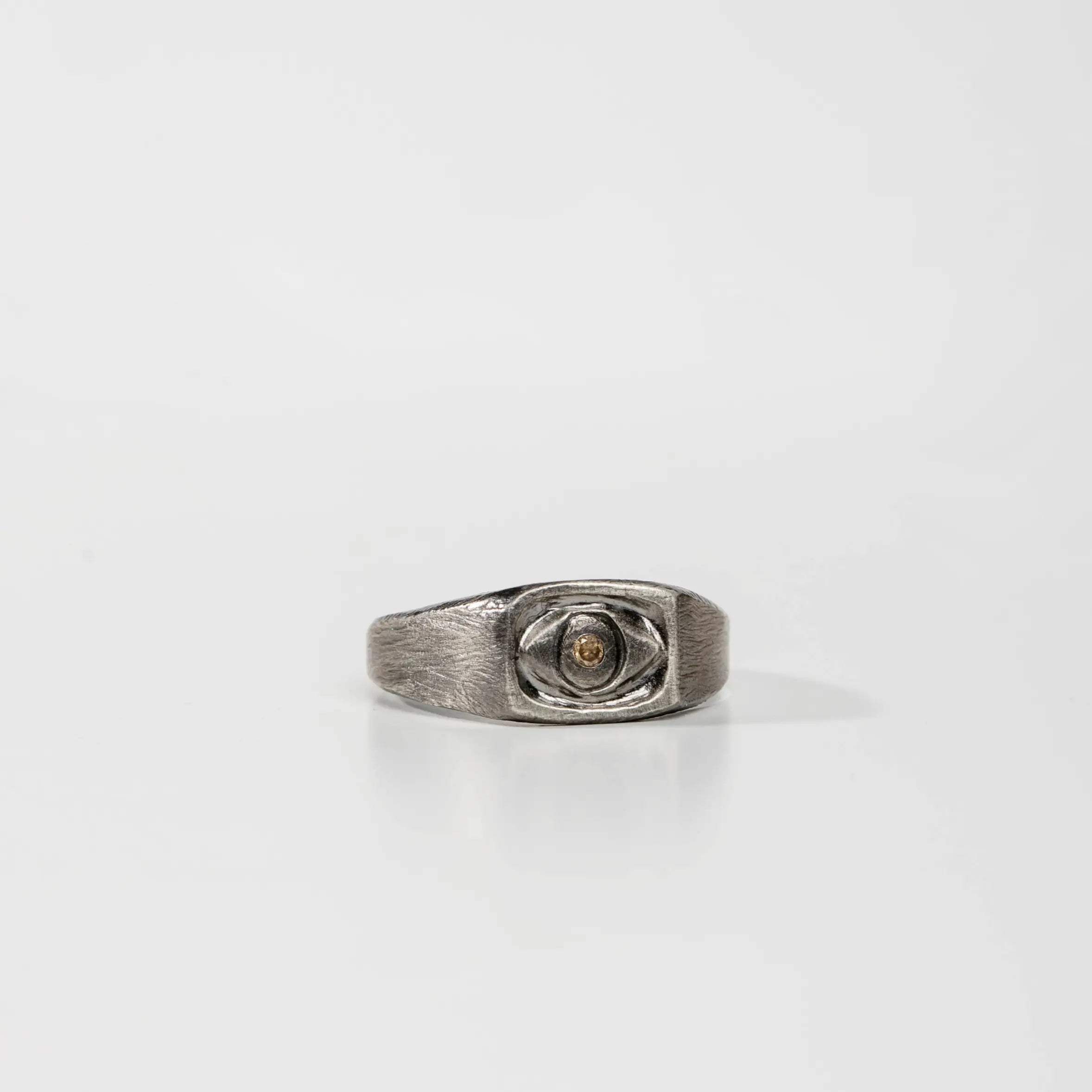 Brown Diamond Eye Ring Oxidized Silver
