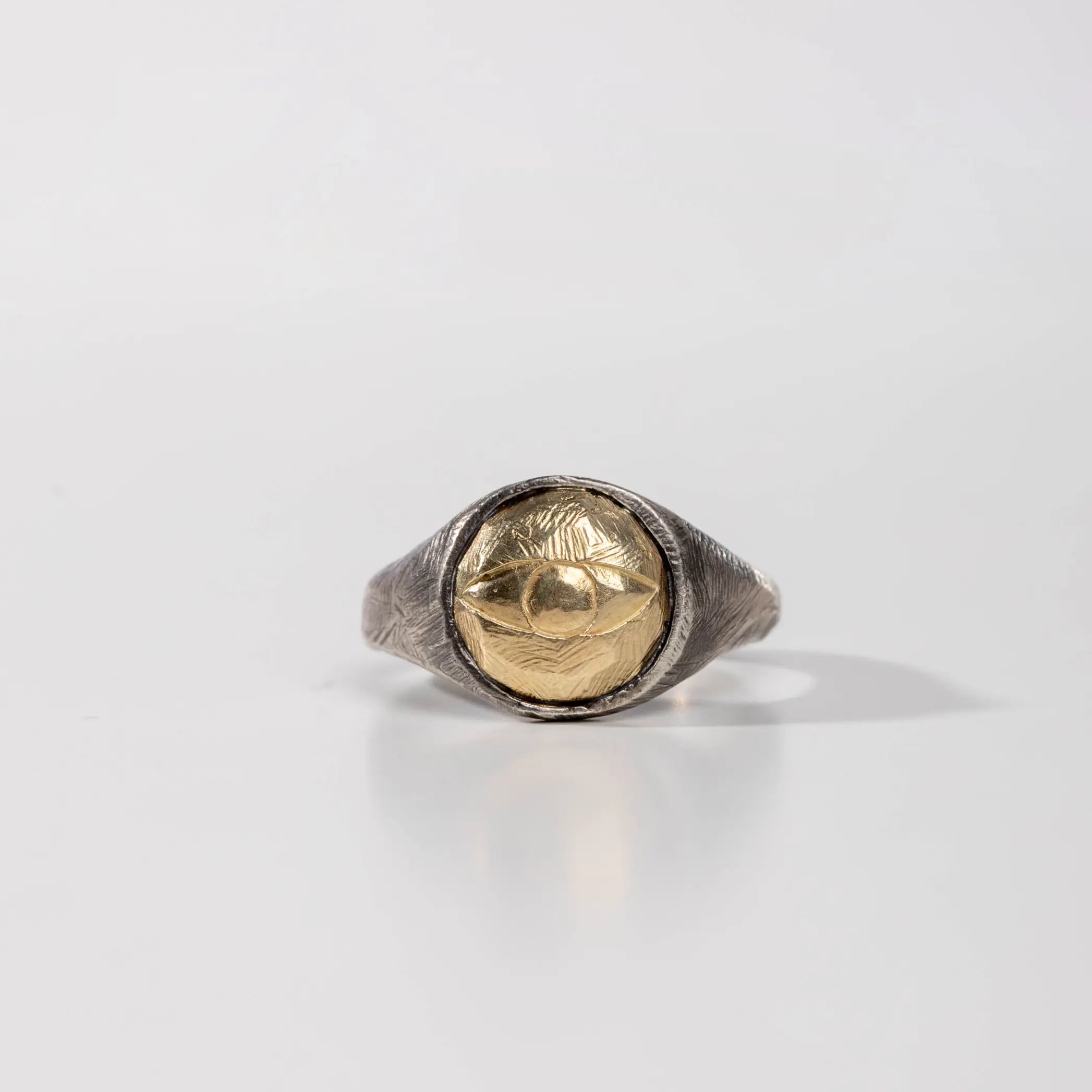 Eye Ring 14K Gold Oxidized Silver
