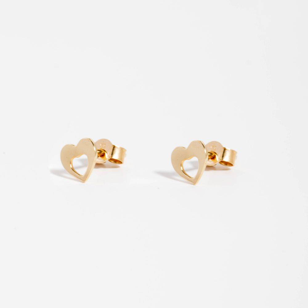 Heart Stud Earrings 14K Gold