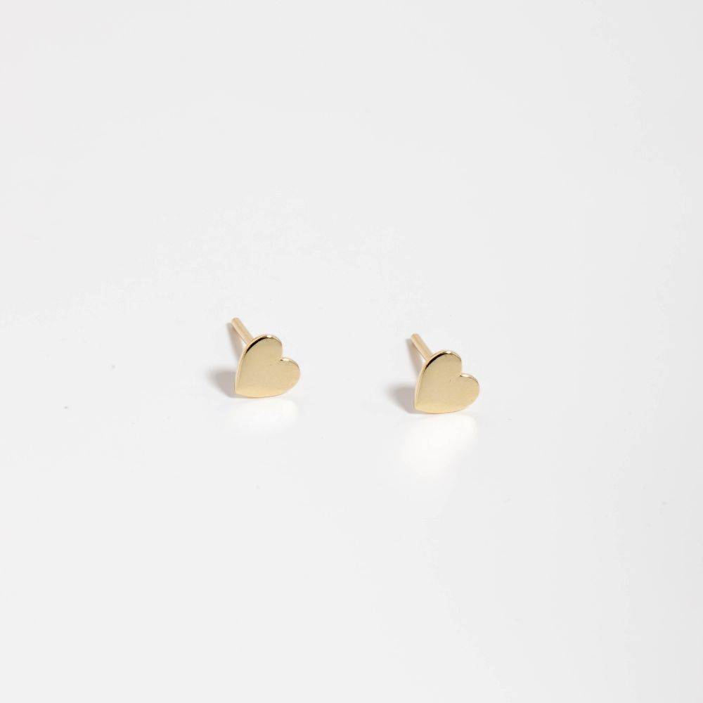 Tiny Heart Stud Earrings 14K