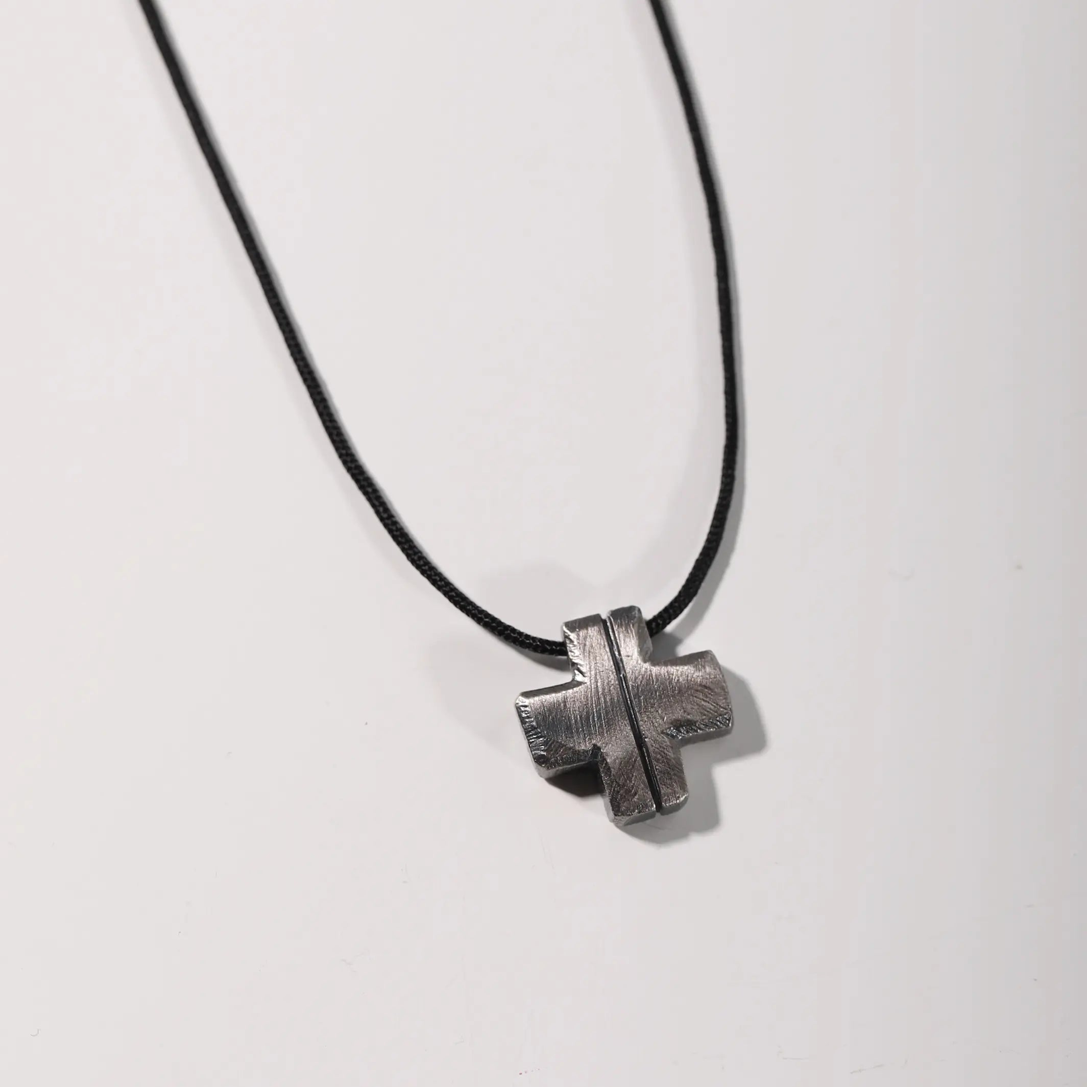 Square Cross Necklace Oxidized Silver