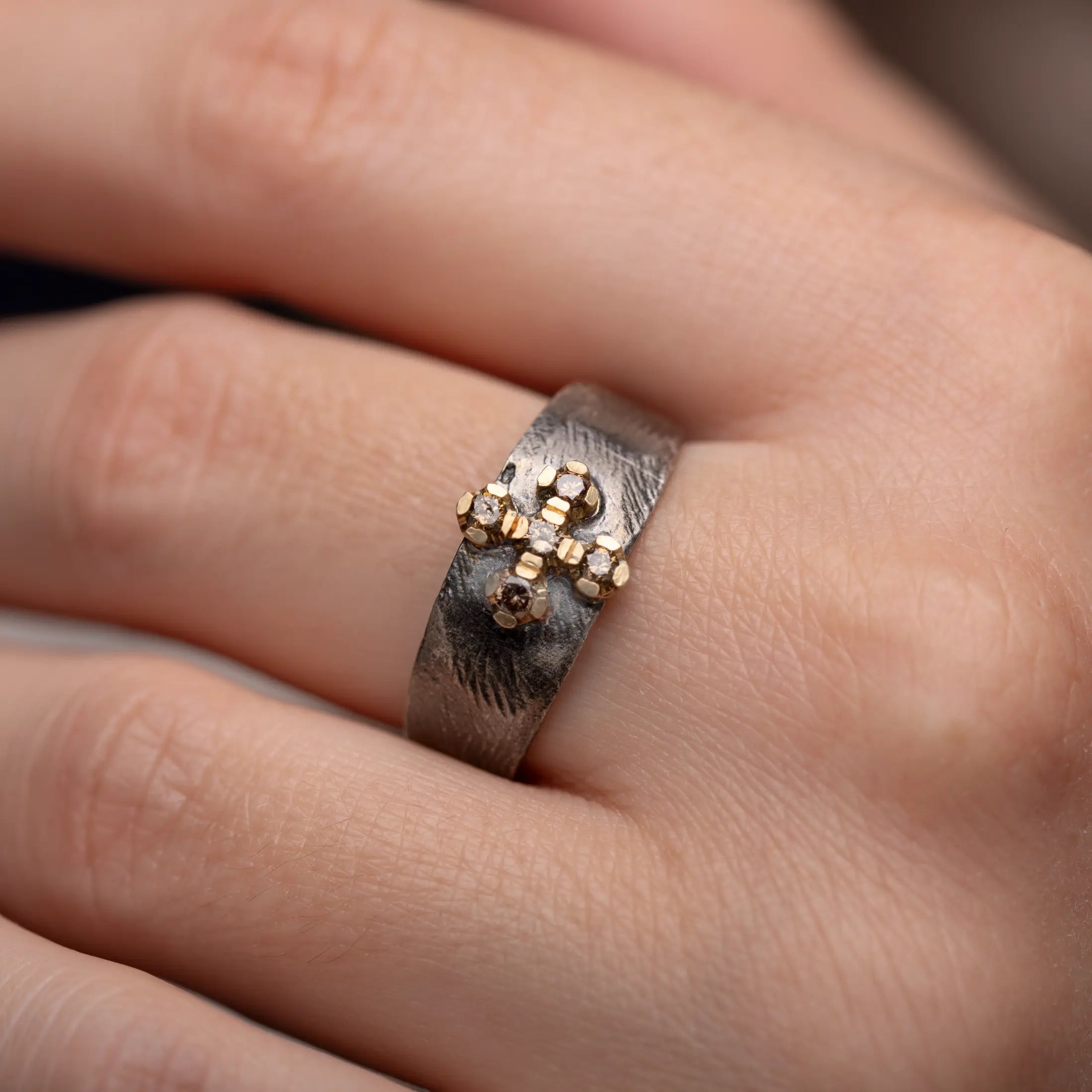 Δαχτυλίδι Σταυρός Ασήμι & Χρυσός Κ14