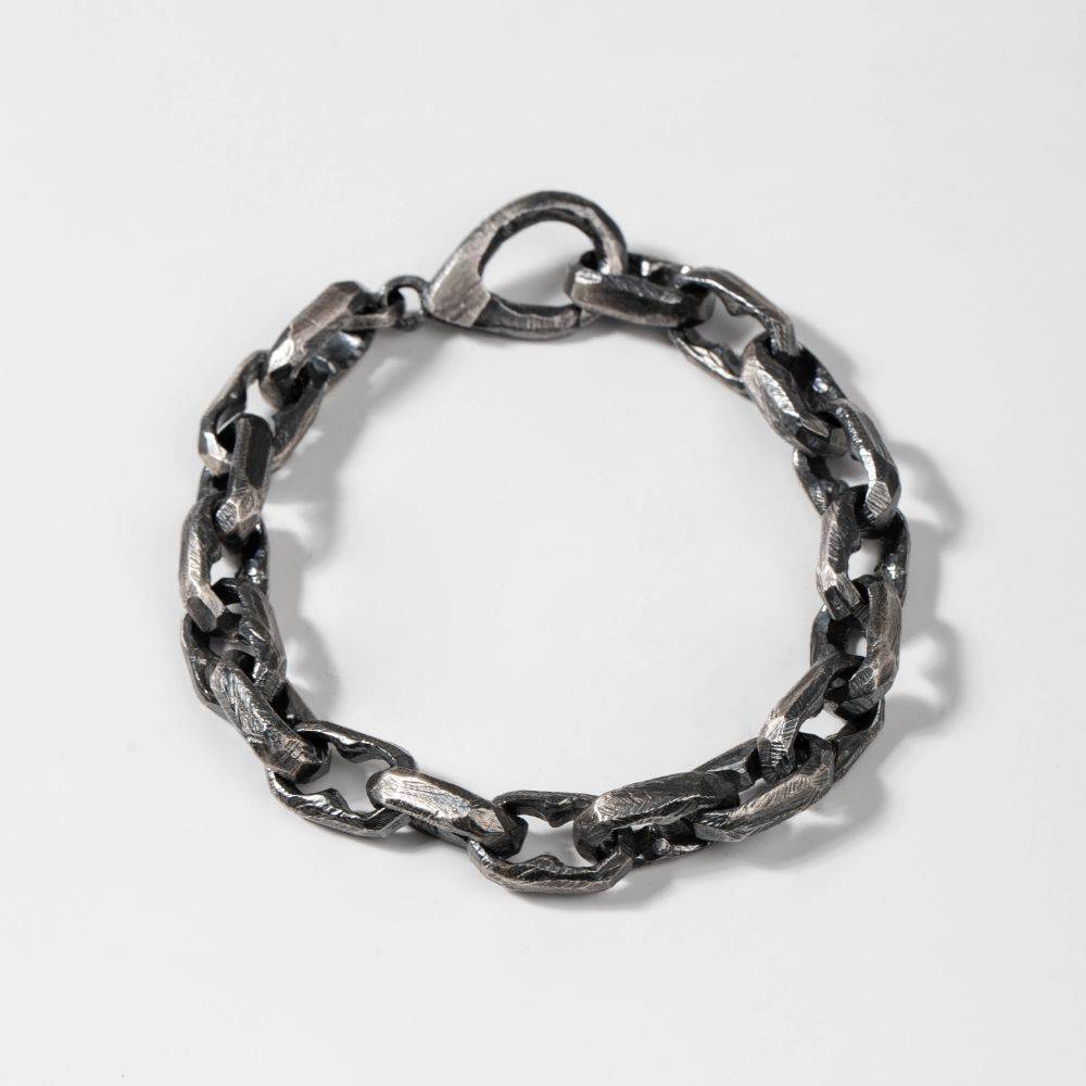 Handmade Chain Bracelet Oxidized Silver