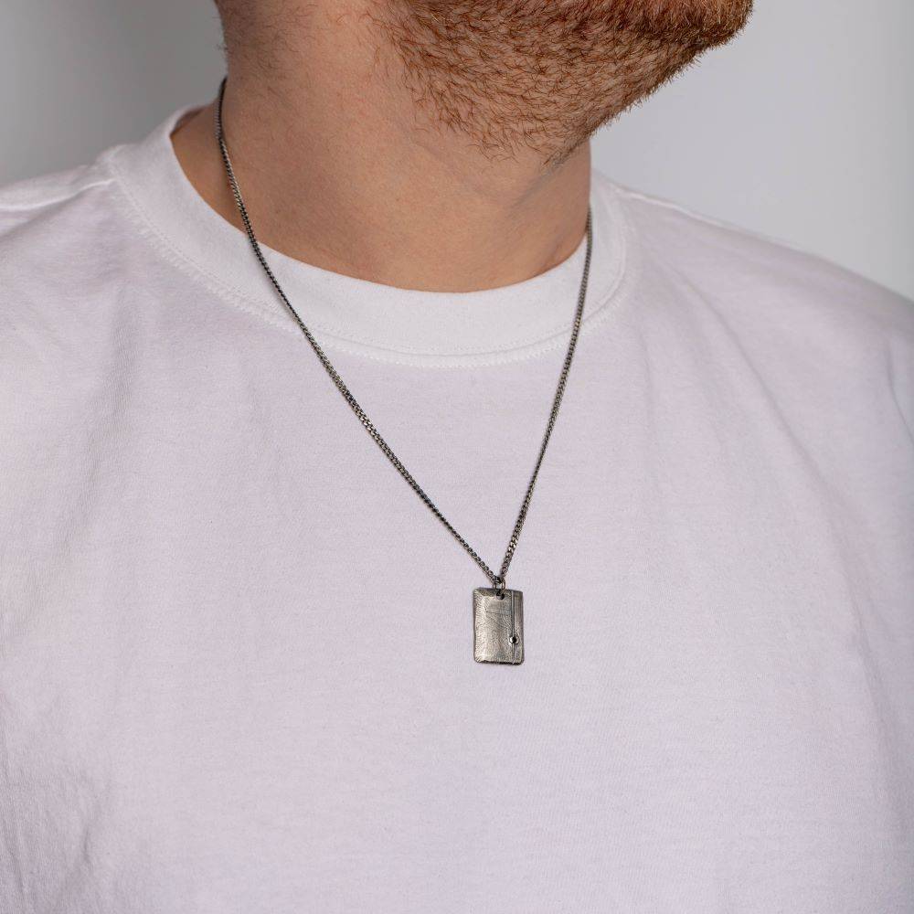 Black Diamond Tag Necklace Personalized