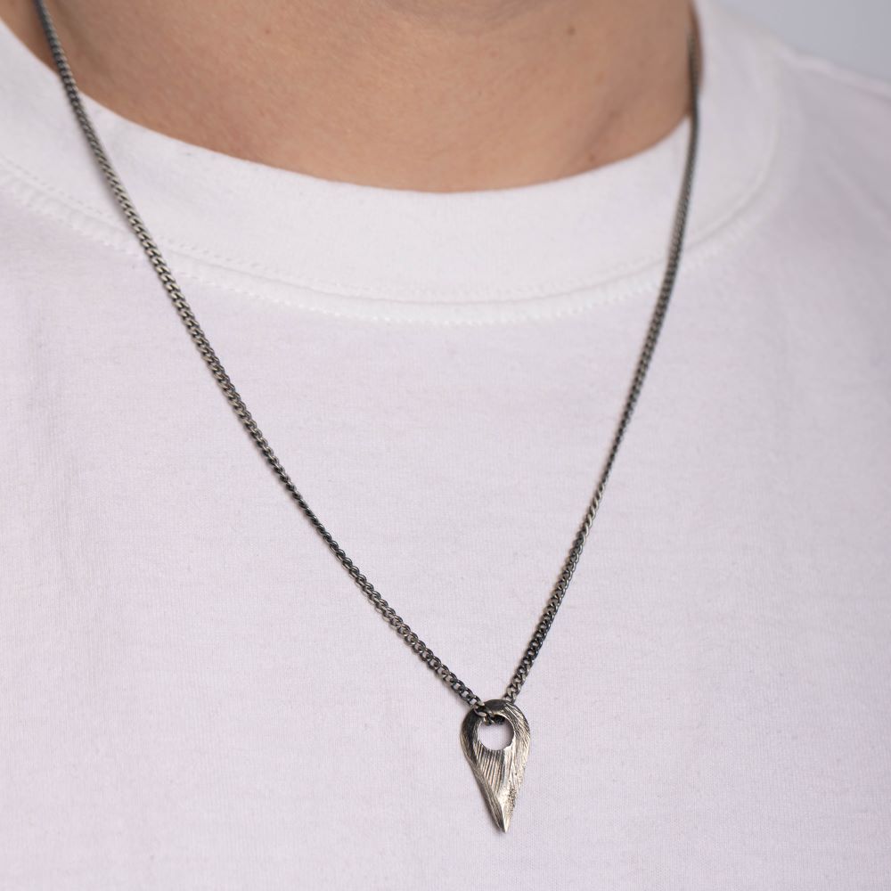 Viking Arrow Necklace Oxidized Sterling Silver