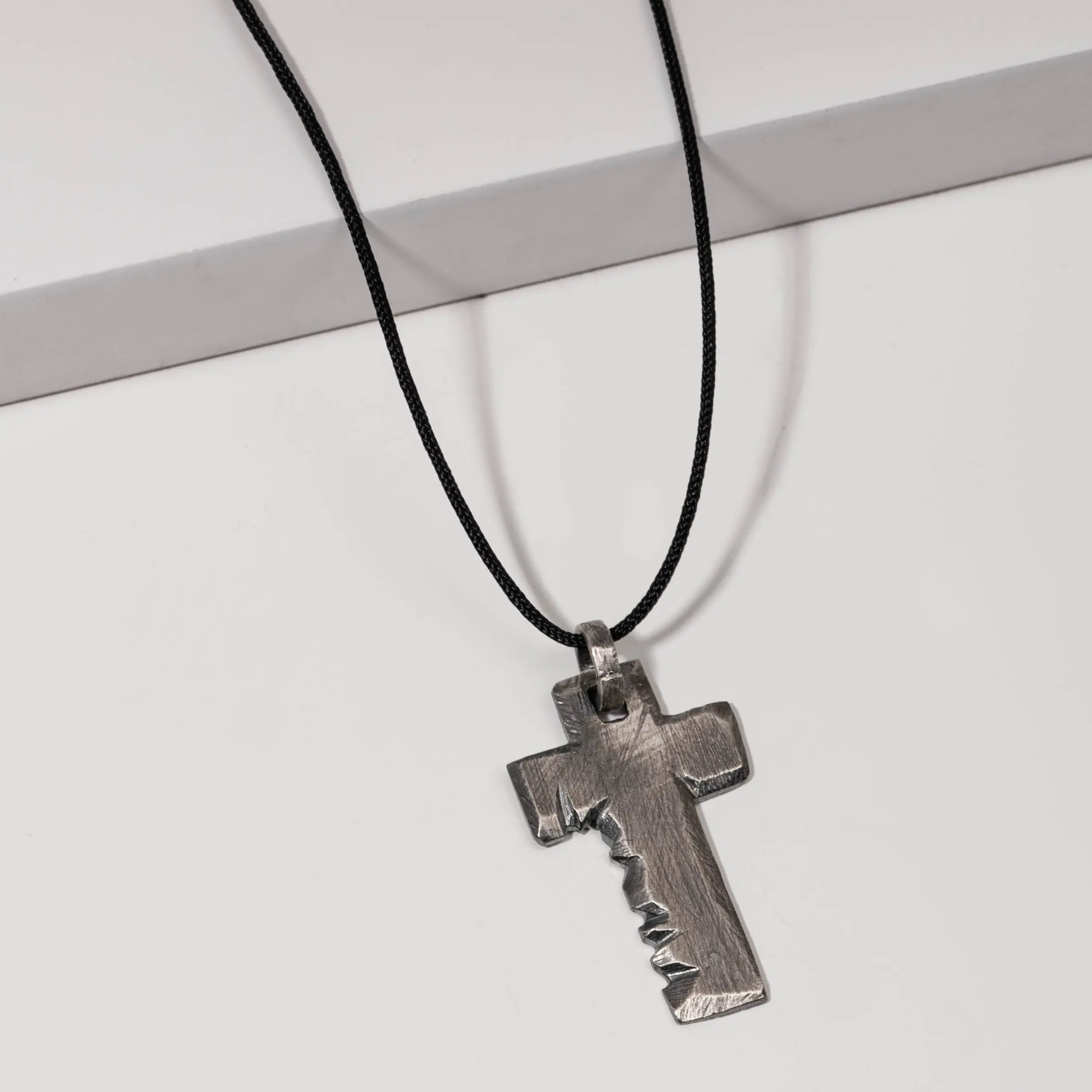 Cross Necklace Oxidized Sterling Silver 925
