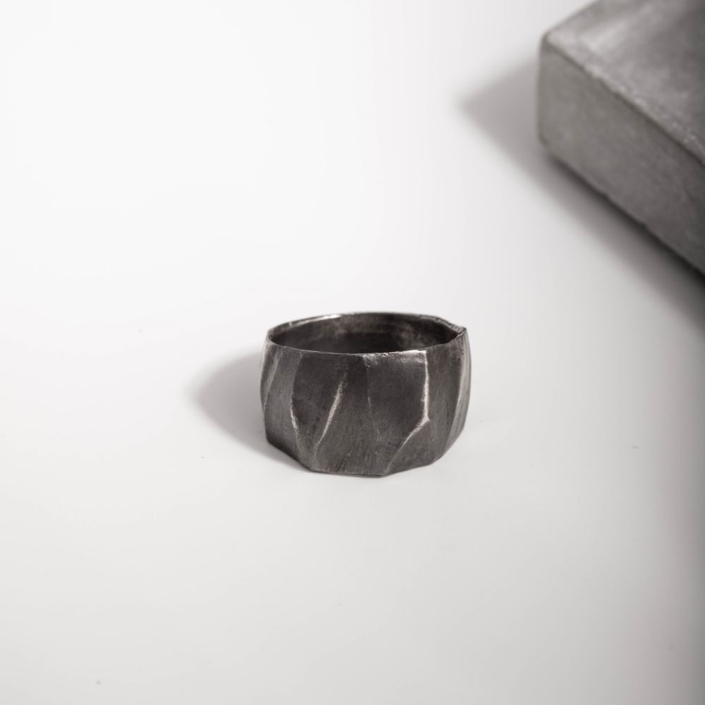 Wide Chunky Ring Oxidized Silver