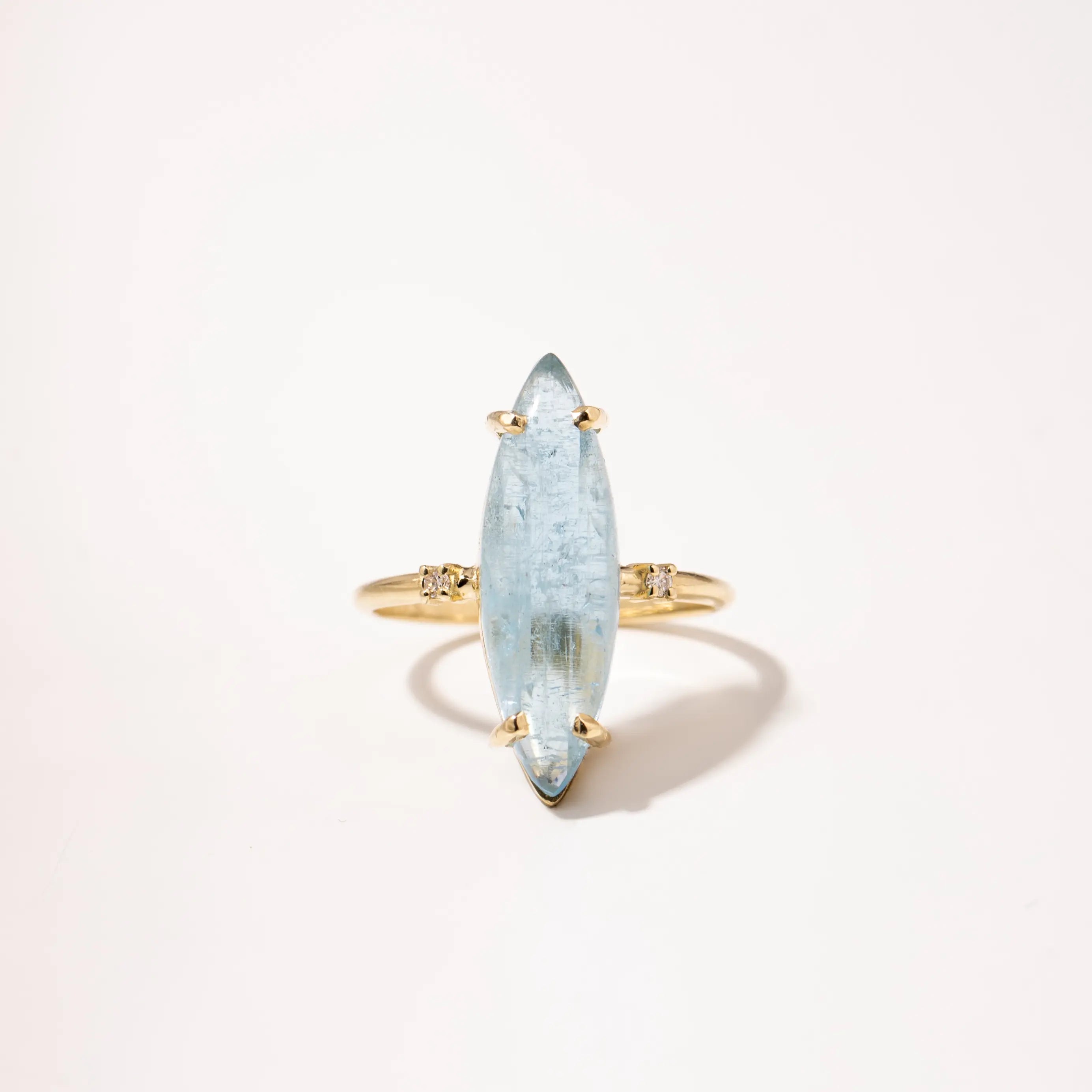 14K Gold Marquise Aquamarine Engagement Ring