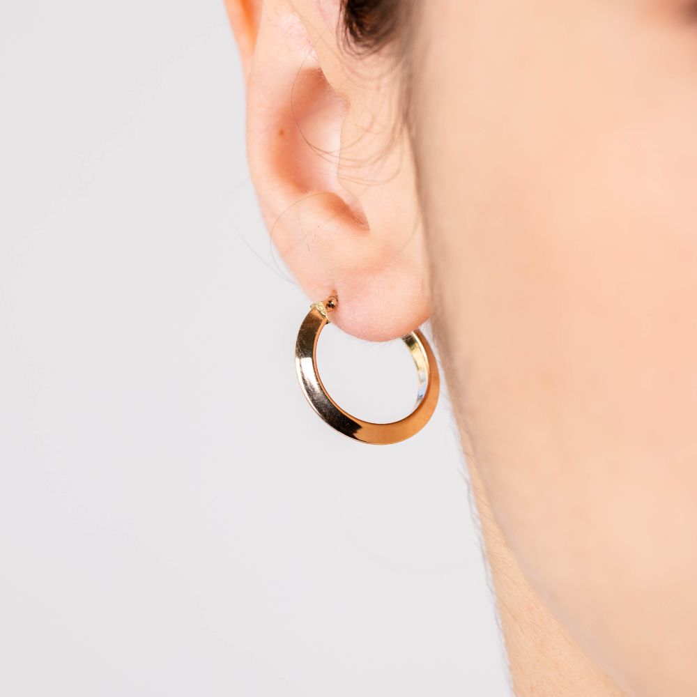 Medium Triangle Hoop Earrings 14K Gold