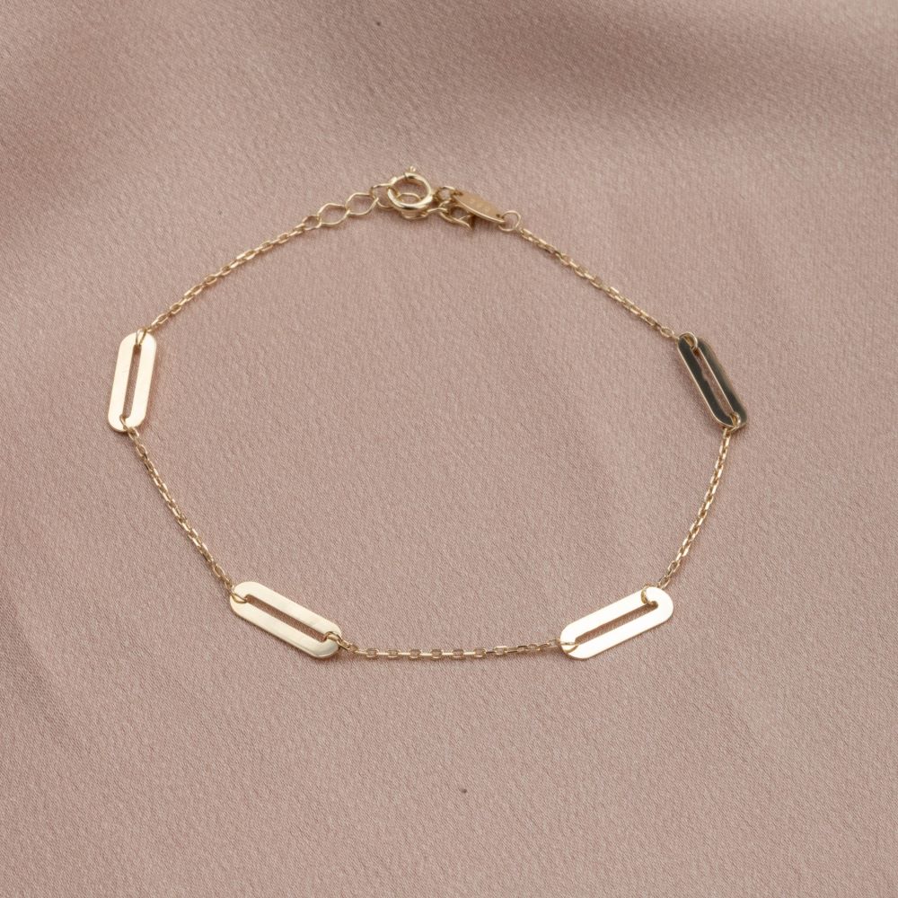 Rectangle Chain Bracelet 14K Gold