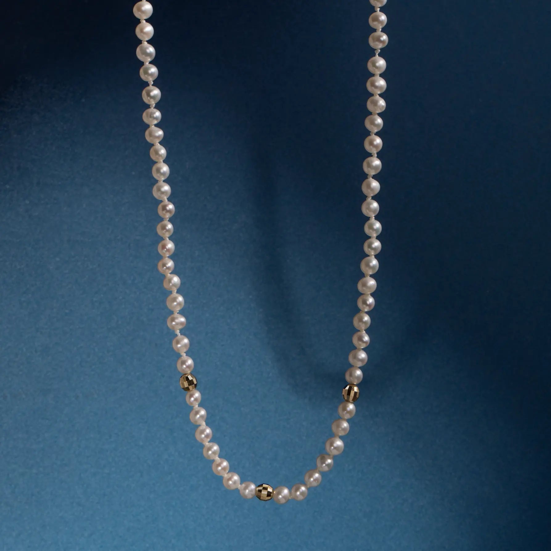 Pearl Necklace with 14K Gold Beads