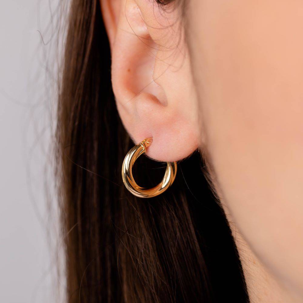 14K Gold Twisted Hoops