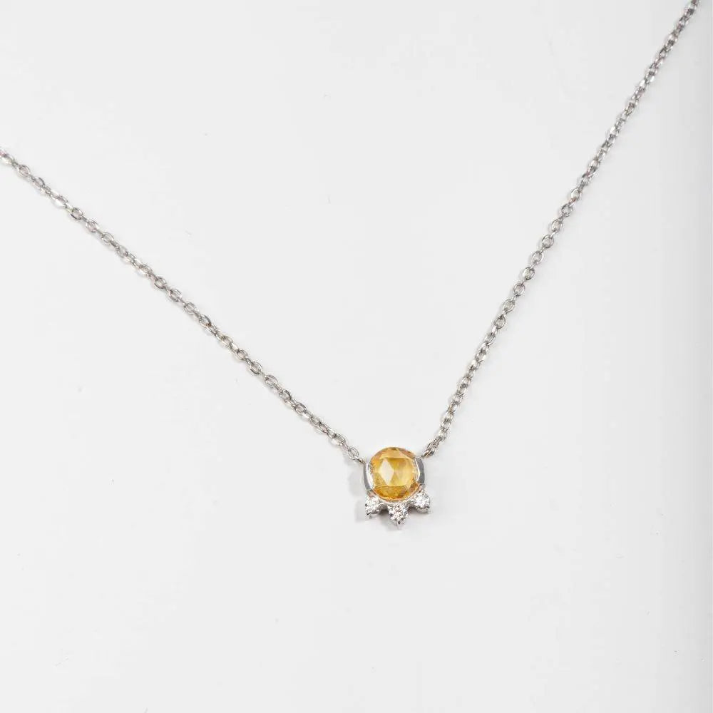 Yellow Sapphire Diamonds Necklace 14K