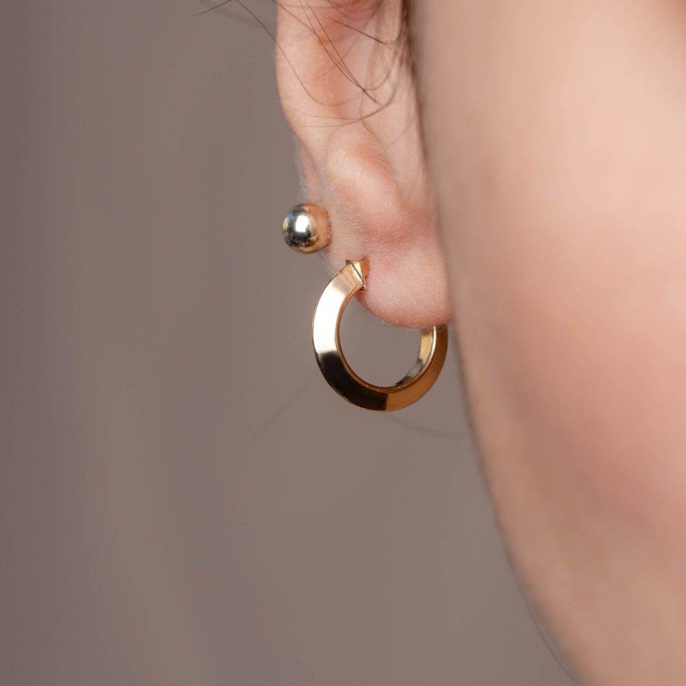 Small Triangle Hoop Earrings 14K Gold for Women